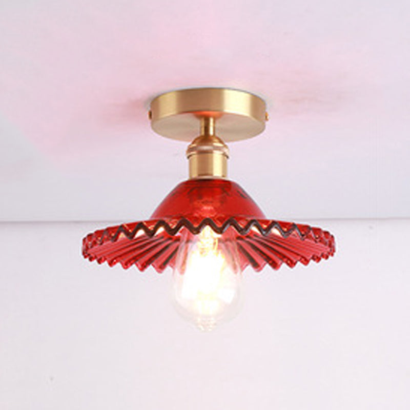 1-Light Ceiling Light Modern Ceiling Mount Lamp with Glass Shade for Bedroom