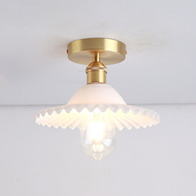 1-Light Ceiling Light Modern Ceiling Mount Lamp with Glass Shade for Bedroom