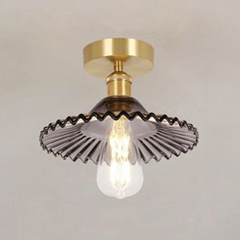 1-Light Ceiling Light Modern Ceiling Mount Lamp with Glass Shade for Bedroom