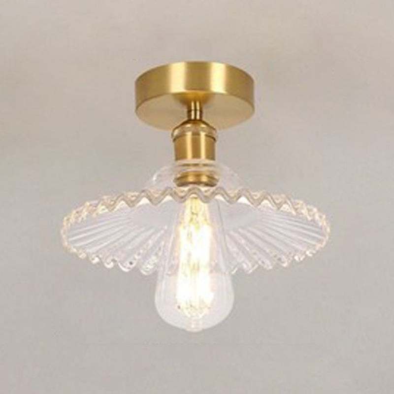 1-Light Ceiling Light Modern Ceiling Mount Lamp with Glass Shade for Bedroom