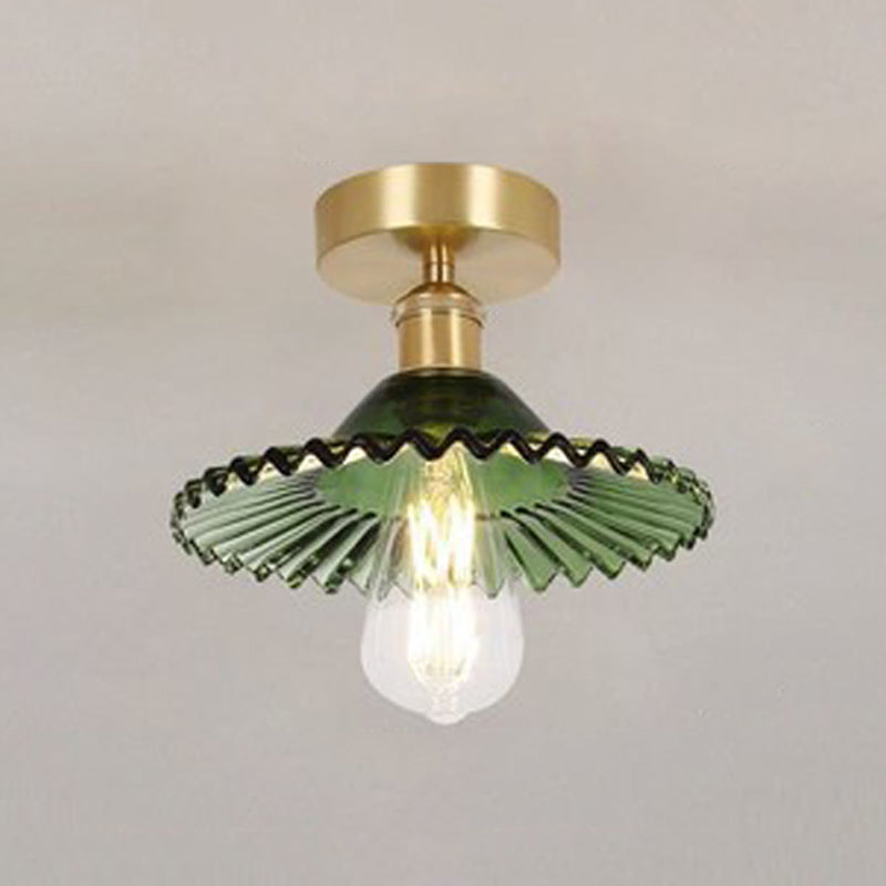 1-Light Ceiling Light Modern Ceiling Mount Lamp with Glass Shade for Bedroom