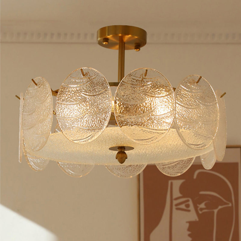 Contemporary Ceiling Lamp Round-shaped Glass Flush Mount Light Fixture
