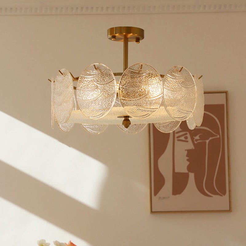 Contemporary Ceiling Lamp Round-shaped Glass Flush Mount Light Fixture