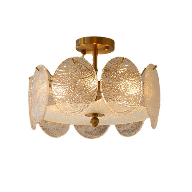 Contemporary Ceiling Lamp Round-shaped Glass Flush Mount Light Fixture