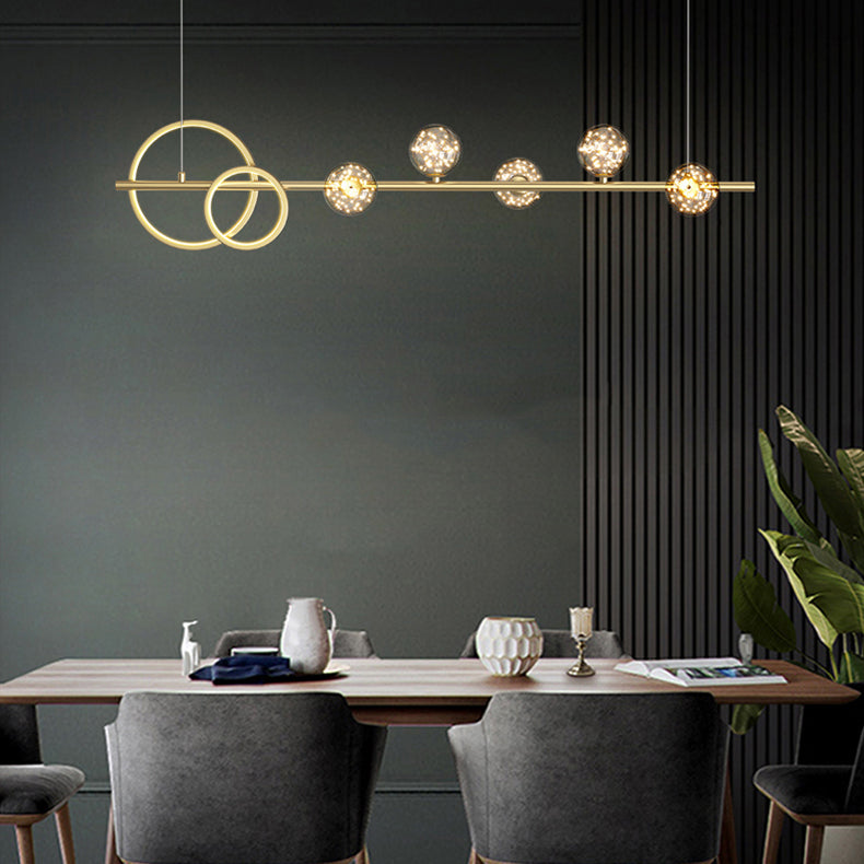 Modern 6/7-Light Golden Kitchen Island Lighting LED Unique Island Pendant Lighting