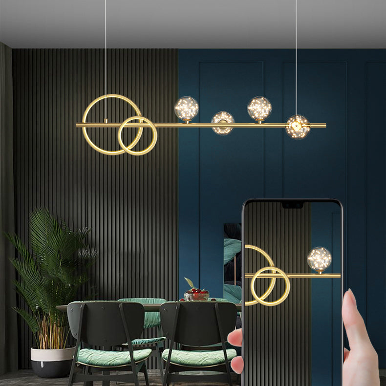 Modern 6/7-Light Golden Kitchen Island Lighting LED Unique Island Pendant Lighting