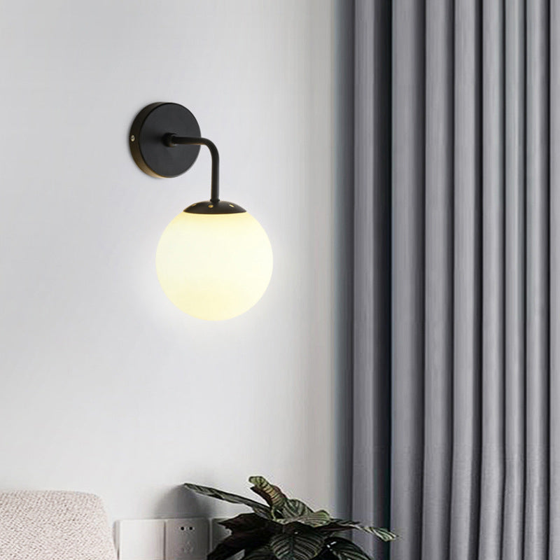 Industrial Style Ball Shape Wall Sconce Glass 1 Light Sconces for Dining Room