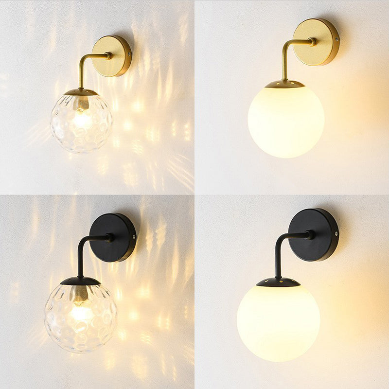 Industrial Style Ball Shape Wall Sconce Glass 1 Light Sconces for Dining Room