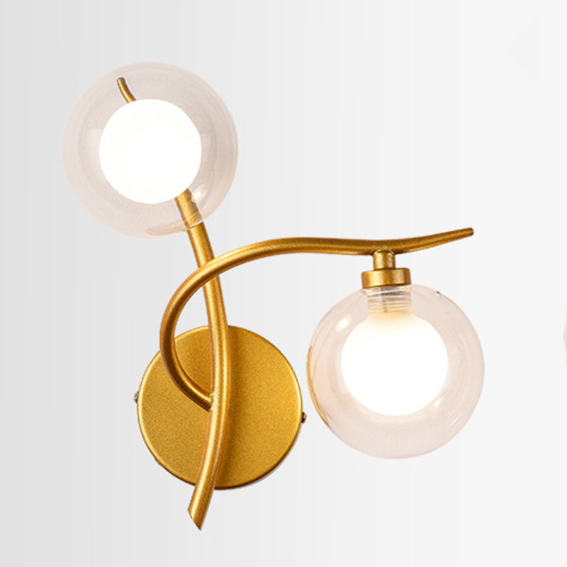 Industrial Style Ball Shape Wall Sconce Glass 2 Lights Sconces for Dining Room