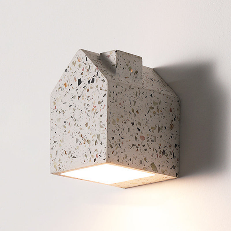 Modern Style House Shape Wall Sconce Stone 1 Light Sconces for Bedroom