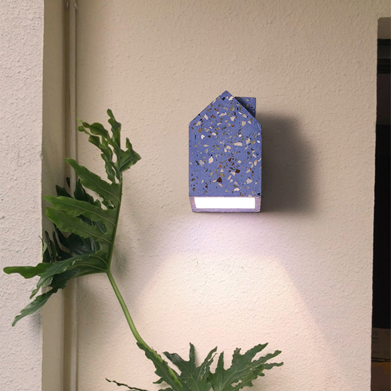 Modern Style House Shape Wall Sconce Stone 1 Light Sconces for Bedroom