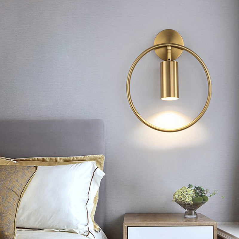 Modern Style Circle Shape Wall Sconce Metal 1 Light Sconces for Bedroom
