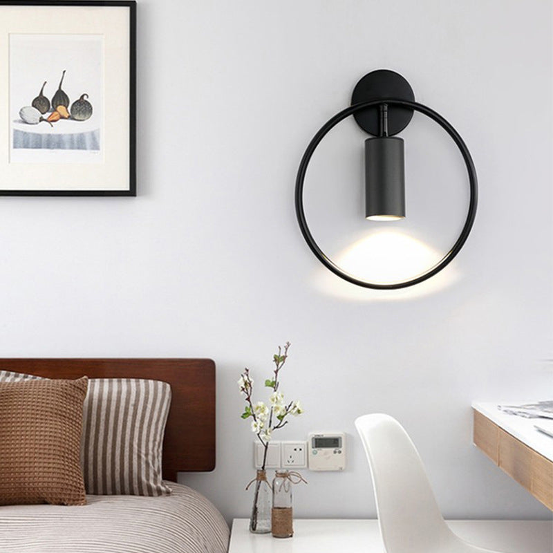 Modern Style Circle Shape Wall Sconce Metal 1 Light Sconces for Bedroom