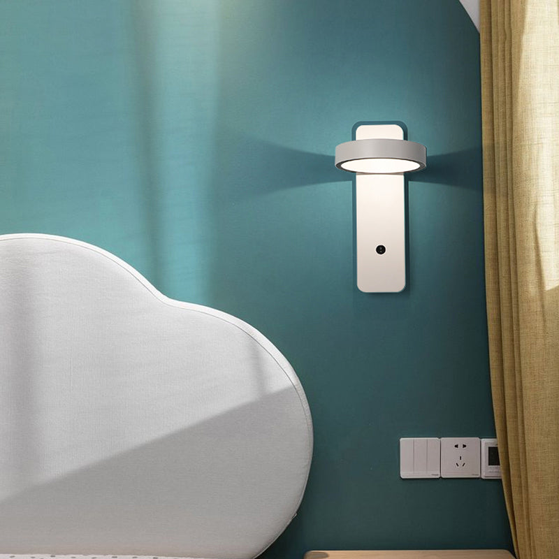 Metal Drum Wall Light Fixture Minimalist 1 Light Wall Lighting for Bedroom