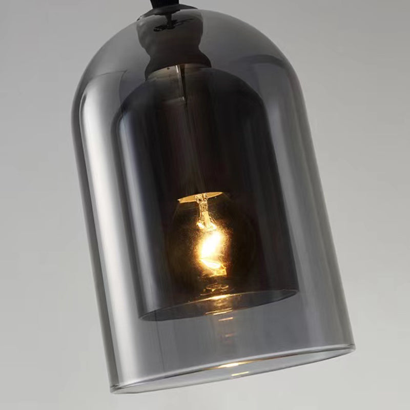 Dome Shape Wall Sconce Modern Style Glass 1 Light Sconce in Black and Grey