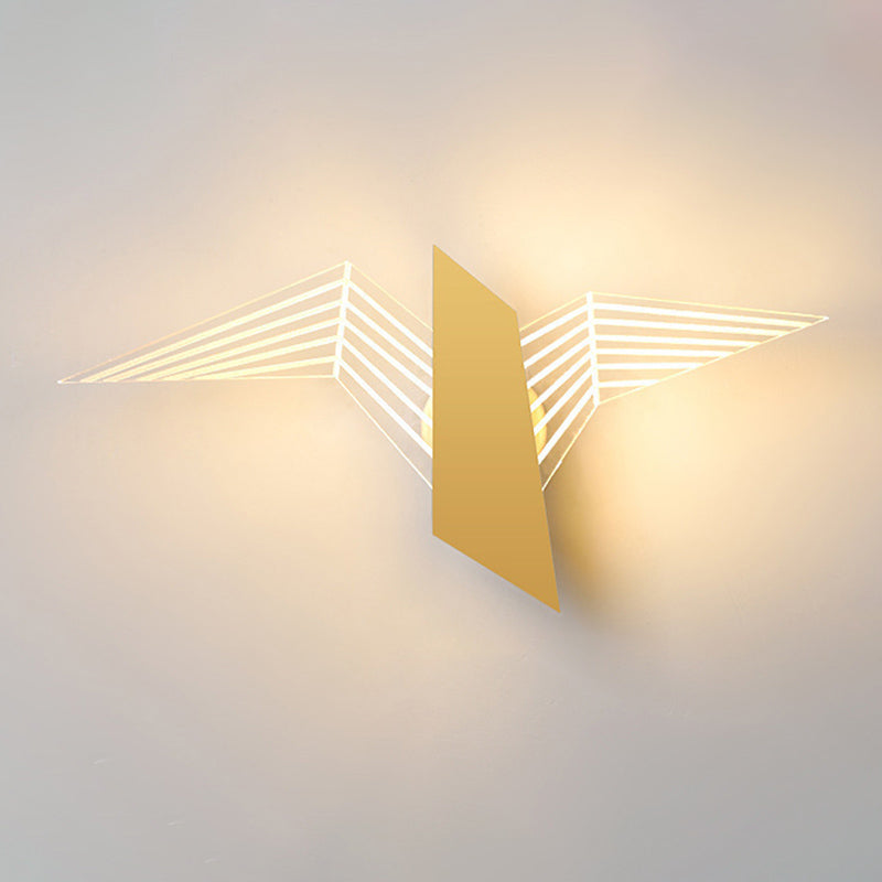 Metal and Acrylic LED Wall Flush Mount Contemporary in Black / White / Gold