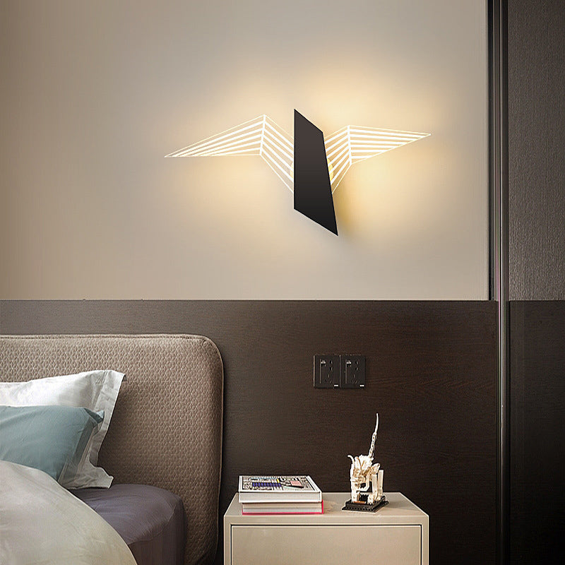 Metal and Acrylic LED Wall Flush Mount Contemporary in Black / White / Gold