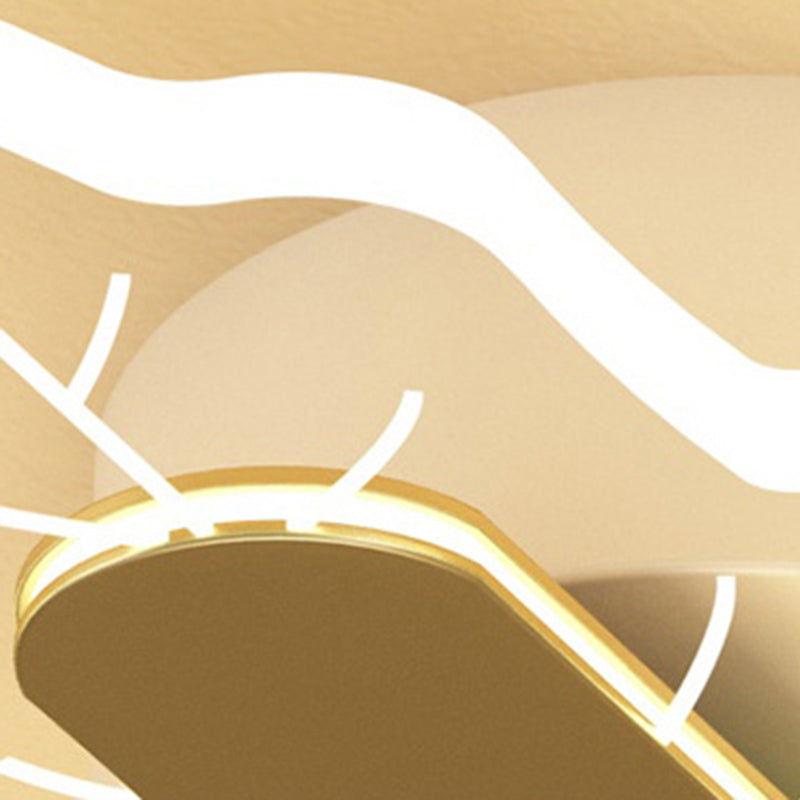 Metal and Acrylic LED Wall Flush Mount Contemporary in Black / White / Gold