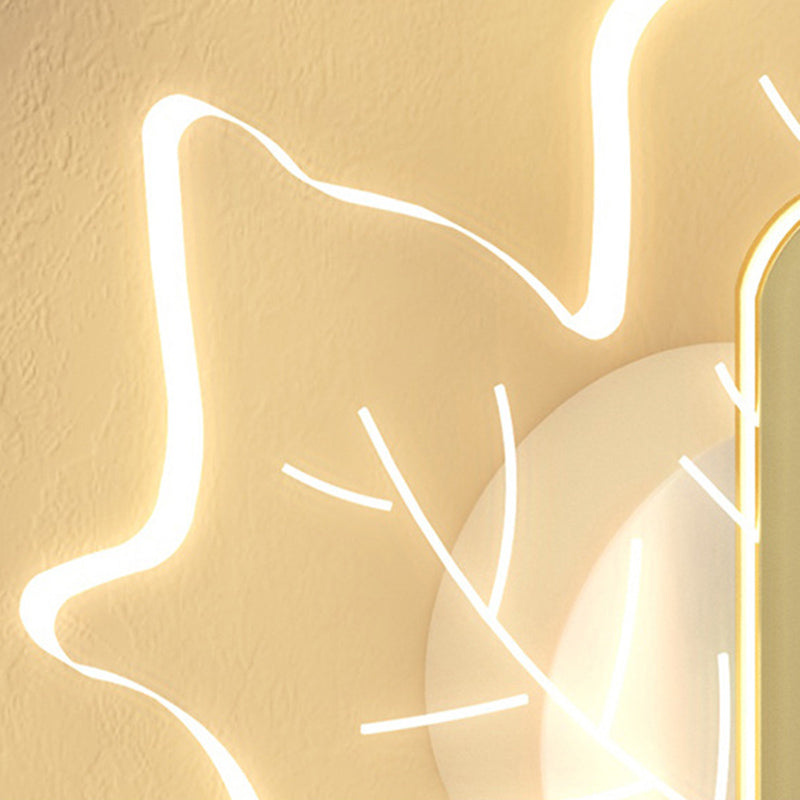 Metal and Acrylic LED Wall Flush Mount Contemporary in Black / White / Gold