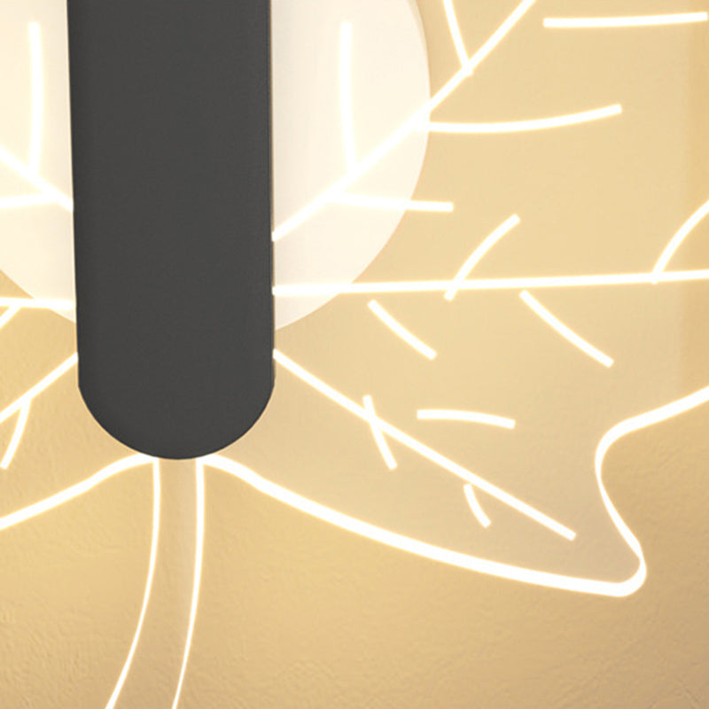 Metal and Acrylic LED Wall Flush Mount Contemporary in Black / White / Gold