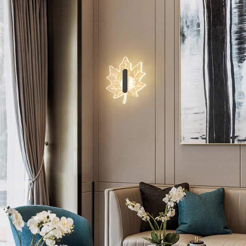 Metal and Acrylic LED Wall Flush Mount Contemporary in Black / White / Gold