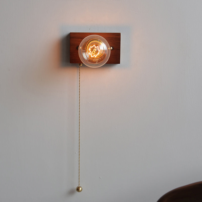 Minimalist Wall Sconce Exposed Bulb Wooden Sconce Light for Bedroom