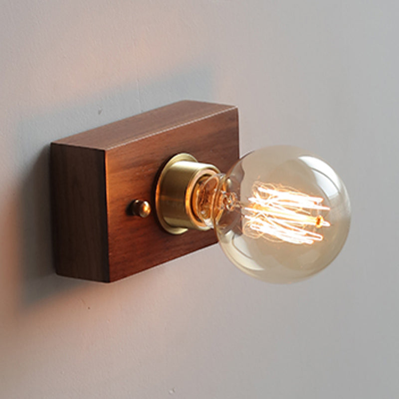 Minimalist Wall Sconce Exposed Bulb Wooden Sconce Light for Bedroom