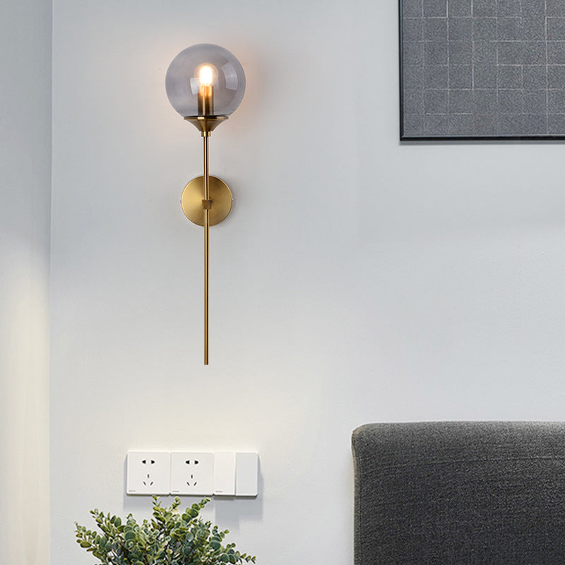 Modern Glass Wall Sconce Minimalist Metal Wall Light Fixture