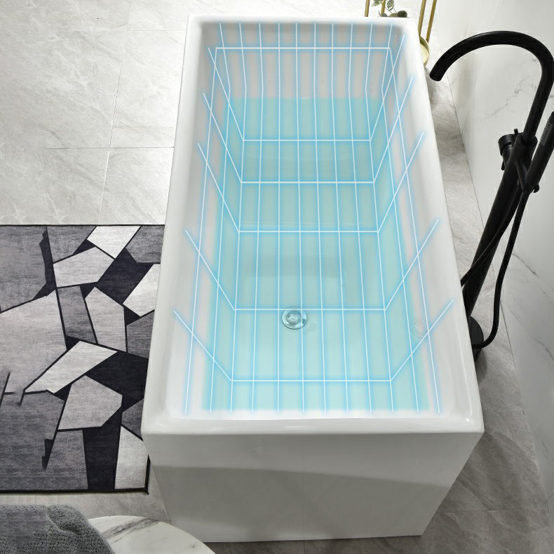 Acrylic Freestanding Bathtub Modern Rectangle Bathtub with Center Drain