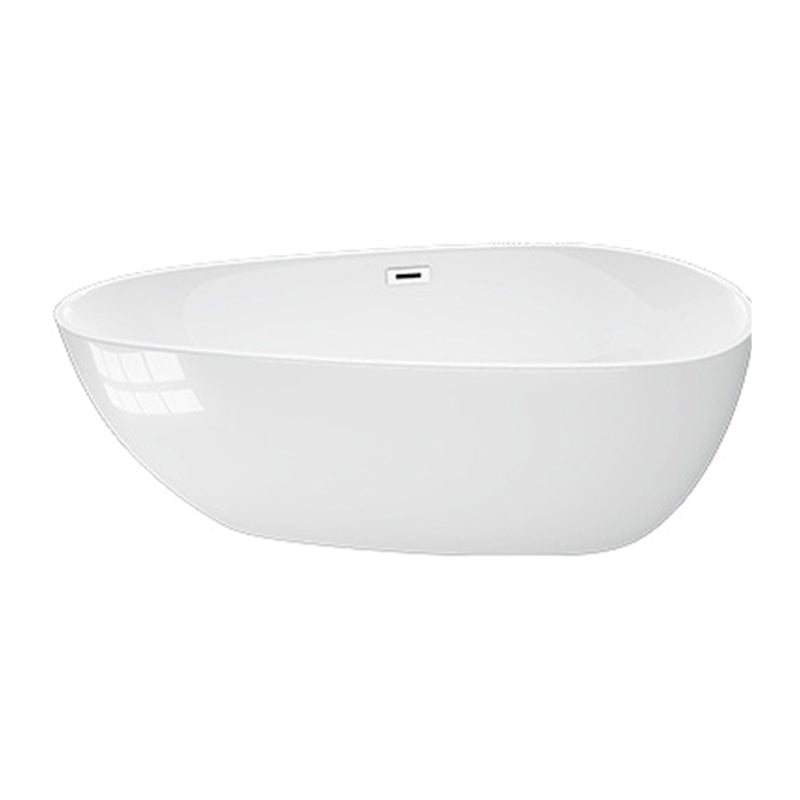 Matte Finish Oval Bathtub with Drain and Overflow Trim Acrylic Soaking Freestanding Tub