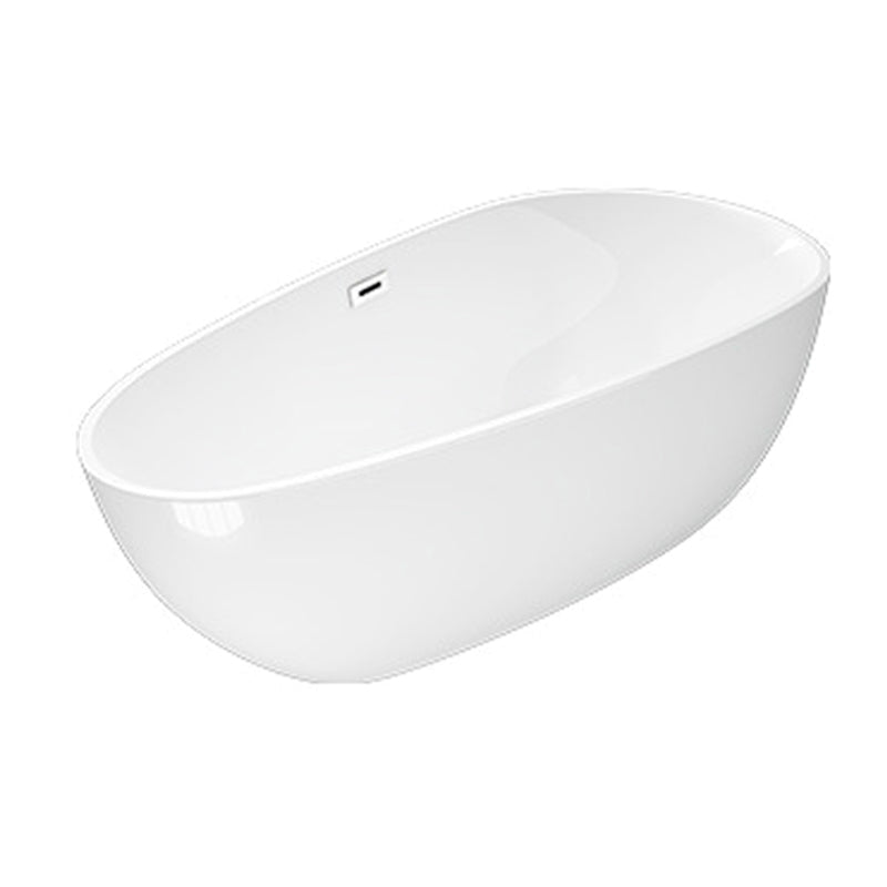 Matte Finish Oval Bathtub with Drain and Overflow Trim Acrylic Soaking Freestanding Tub