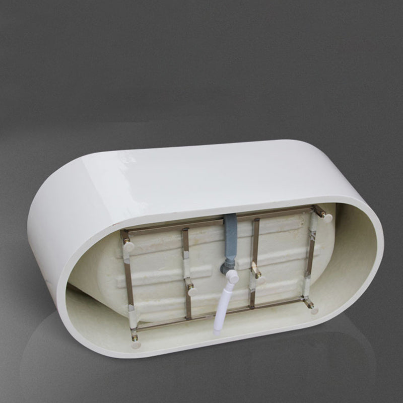 Acrylic Oval Bathtub with Overflow Trim White Soaking Tub with Drain