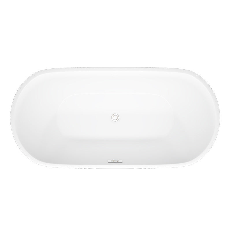 Oval Tub with Drain and Overflow Trim Modern Acrylic Soaking Bathtub