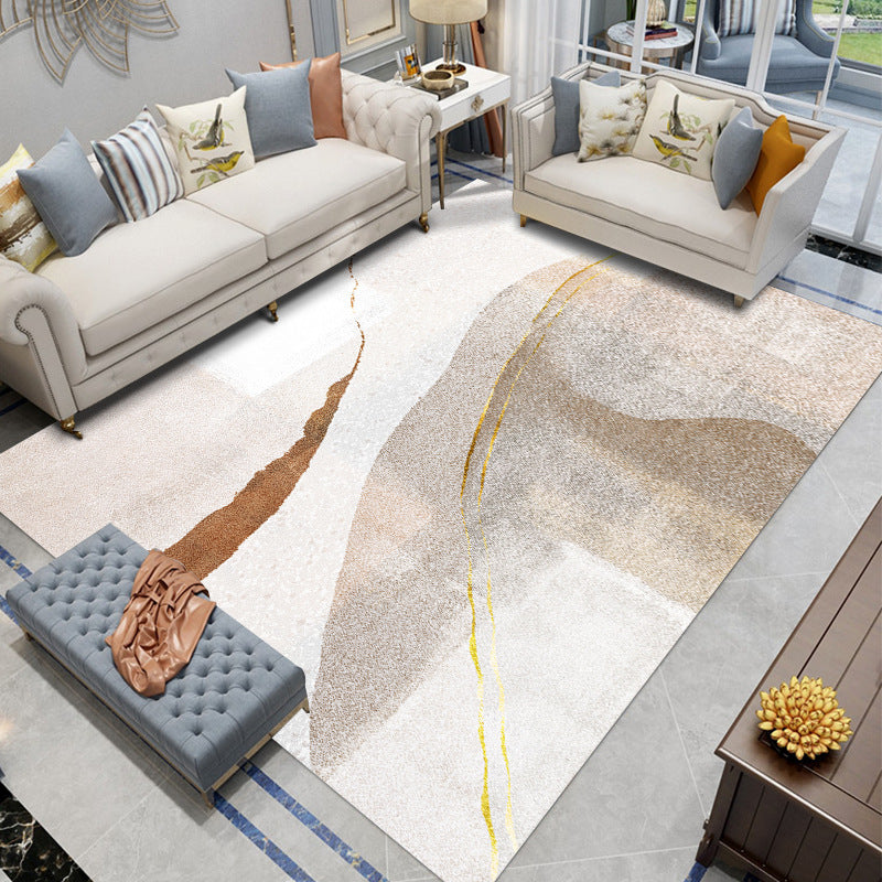 Grey Modern Carpet Polyester Graphic Carpet Stain Resistant Carpet for Drawing Room