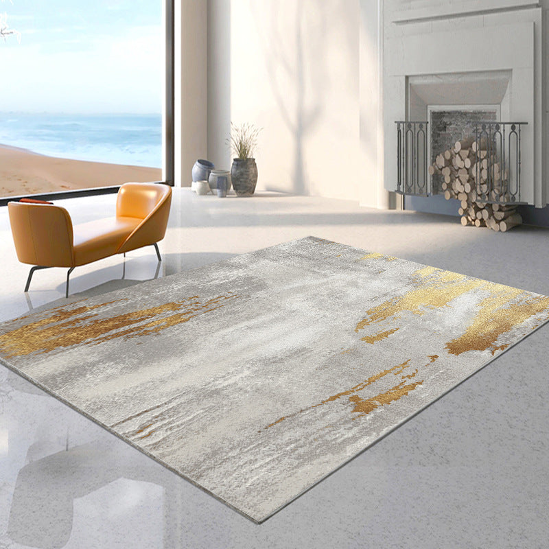 Gorgeous Gray Rug Polyester Graphic Rug Washable Rug for Living Room