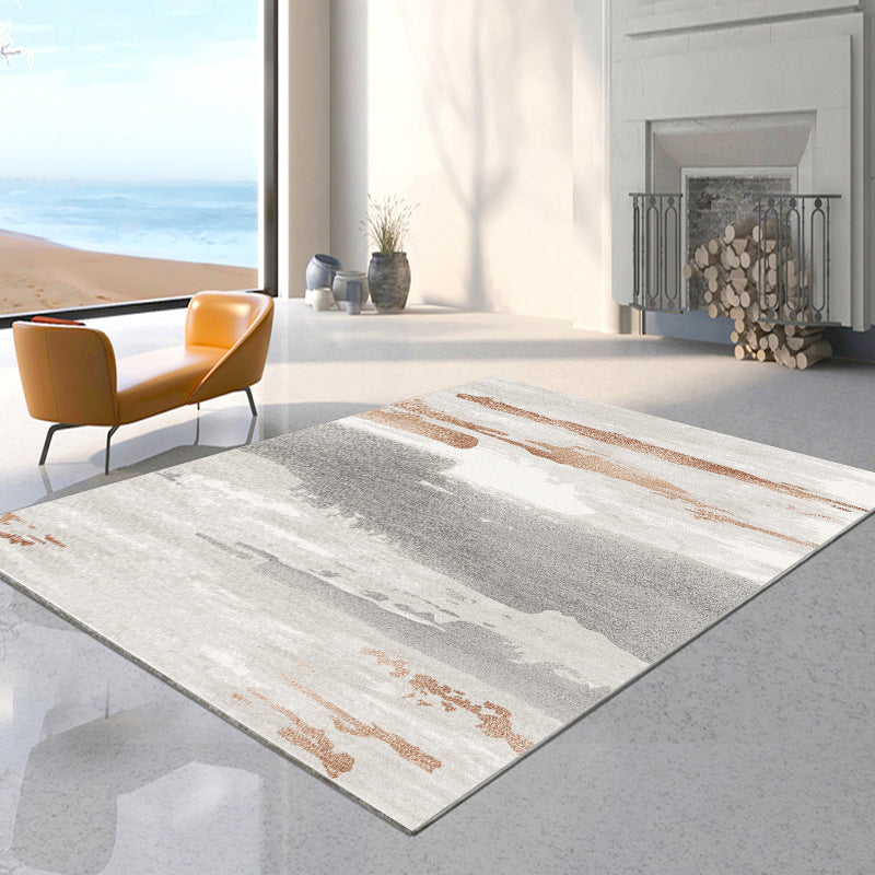 Gorgeous Gray Rug Polyester Graphic Rug Washable Rug for Living Room