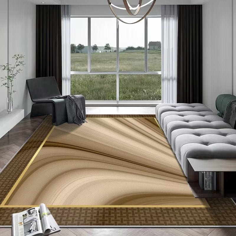 Gorgeous Graphic Rug Polyester Brown Rug Stain Resistant Rug for Drawing Room