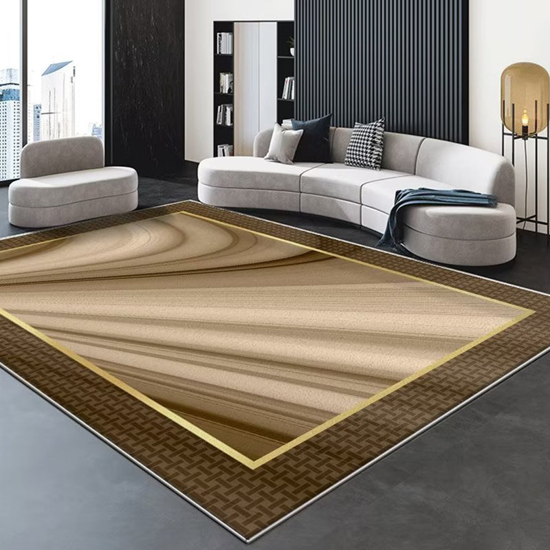 Gorgeous Graphic Rug Polyester Brown Rug Stain Resistant Rug for Drawing Room