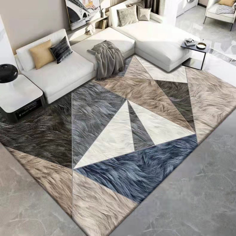 Black Modern Rug Polyester Abstract Pattern Rug Washable Rug for Home Decor