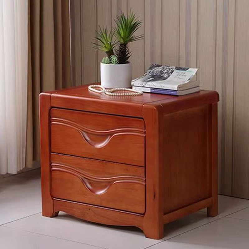 Solid Wood Nightstand Modern 2-drawer Bedside Cabinet for Living Room