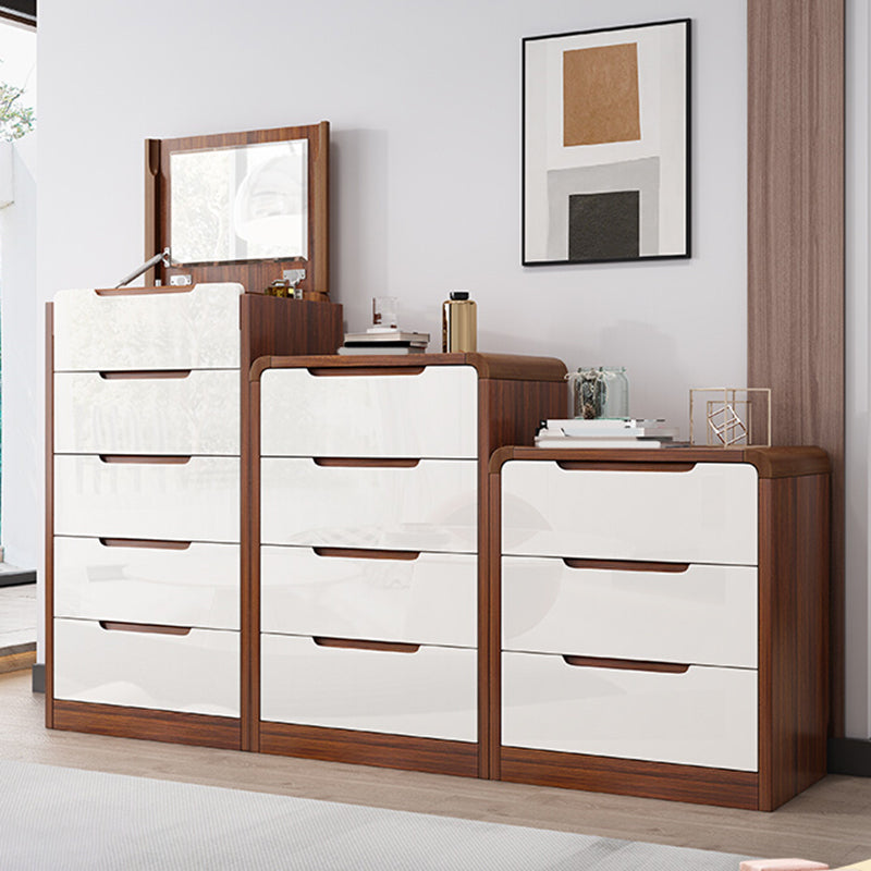 Contemporary Wooden Storage Chest Vertical Bedroom Chest with Drawers