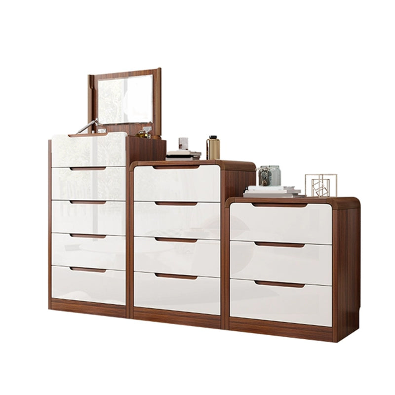 Contemporary Wooden Storage Chest Vertical Bedroom Chest with Drawers
