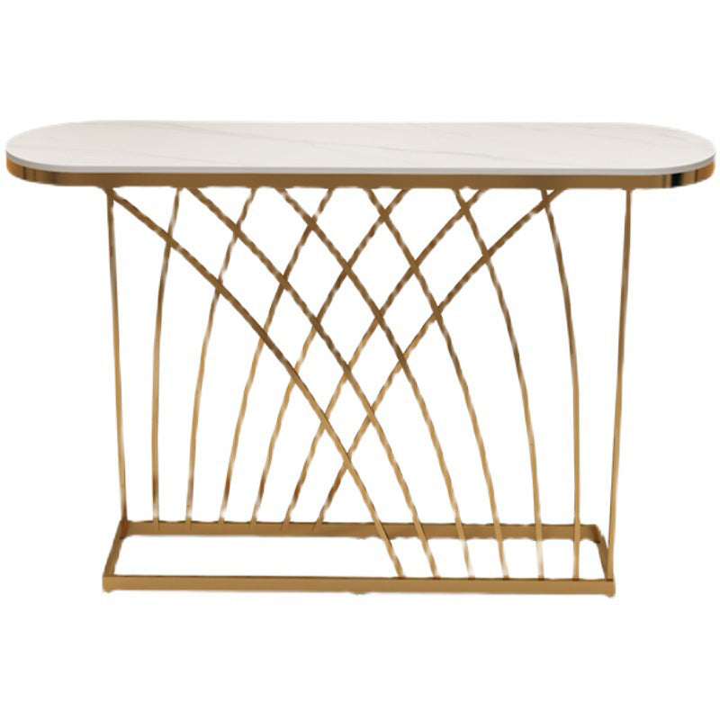 31.5-inch Tall Oval Console Table 1-shelf Stone Accent Table