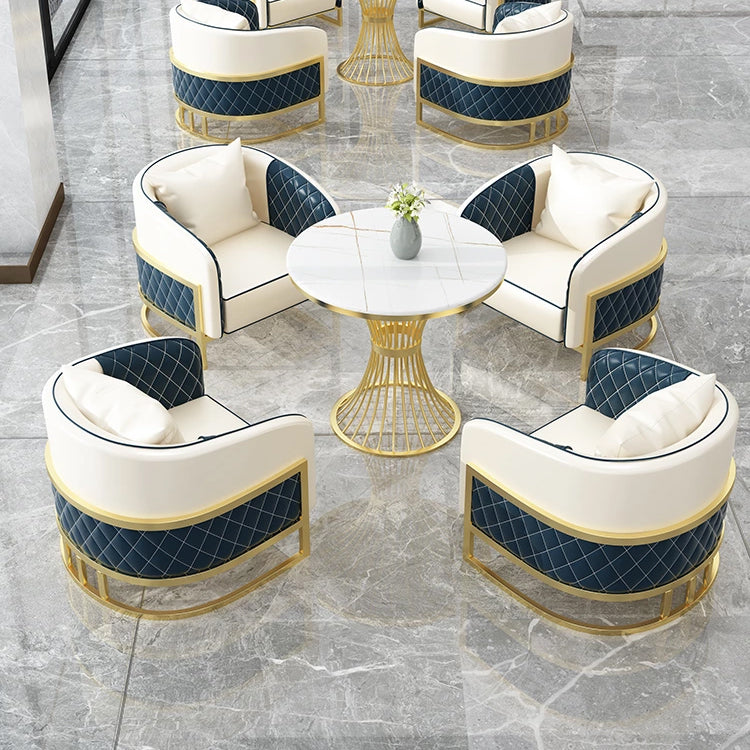 Glam Sintered Stone Dining Set Round 1/2/3/4/5 Pieces Dining Table Set for Home Use