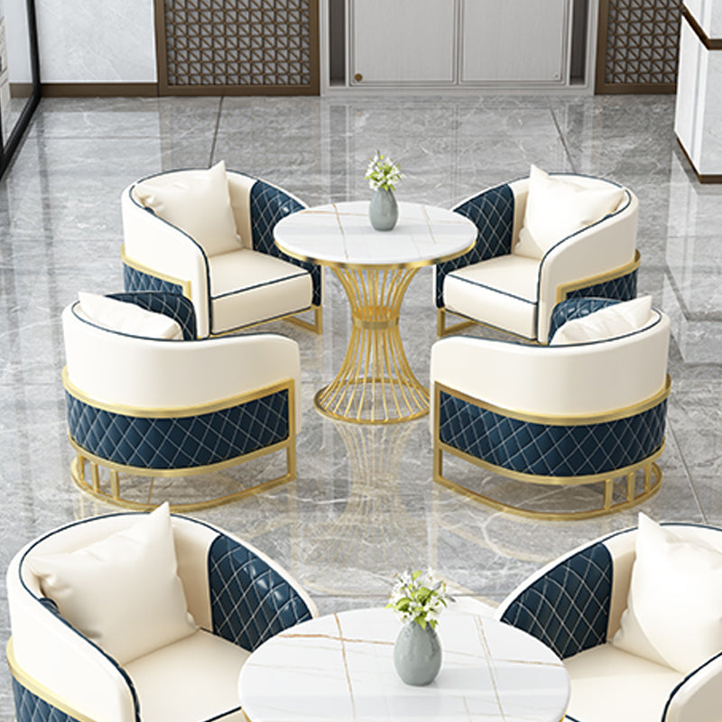 Glam Sintered Stone Dining Set Round 1/2/3/4/5 Pieces Dining Table Set for Home Use