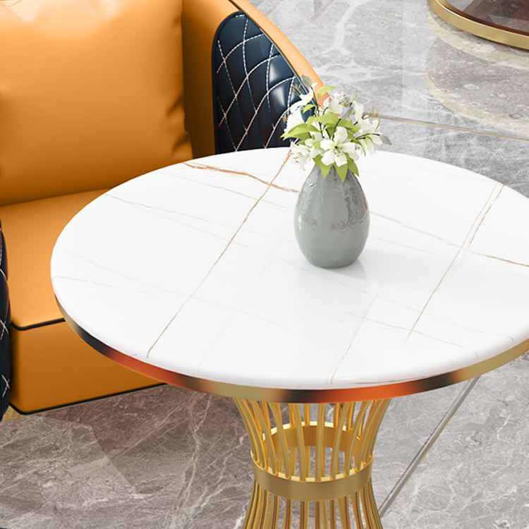 Glam Sintered Stone Dining Set Round 1/2/3/4/5 Pieces Dining Table Set for Home Use