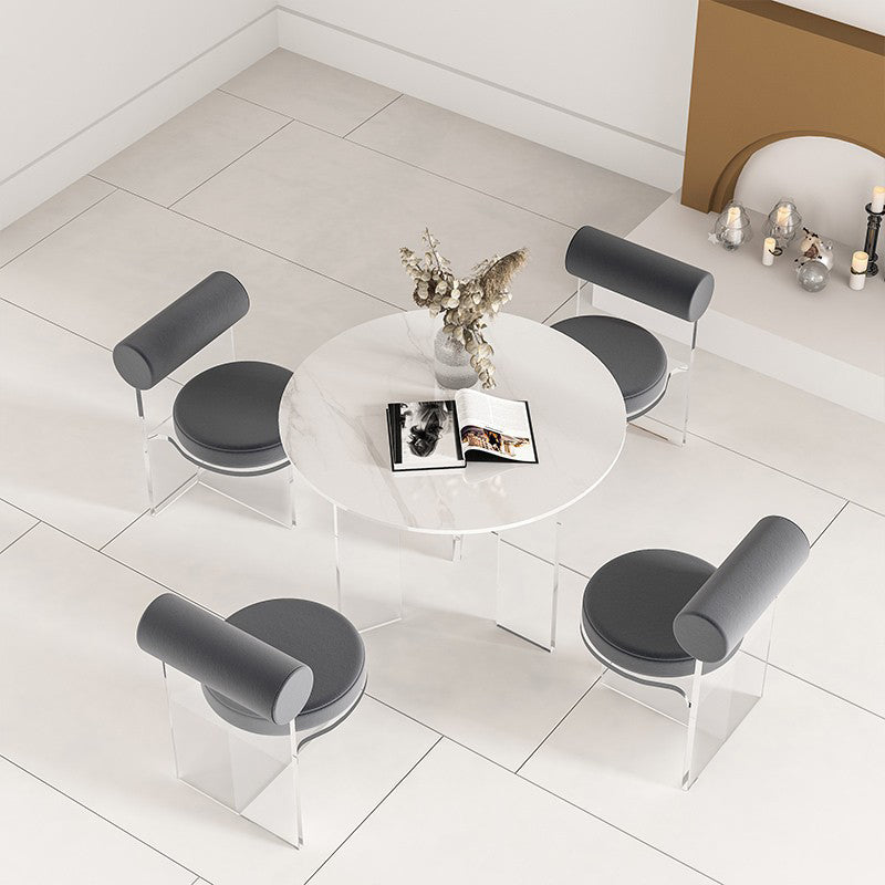 Modern 1/2/3/5 Pieces Dining Set Round Stone Dining Table for Cafe