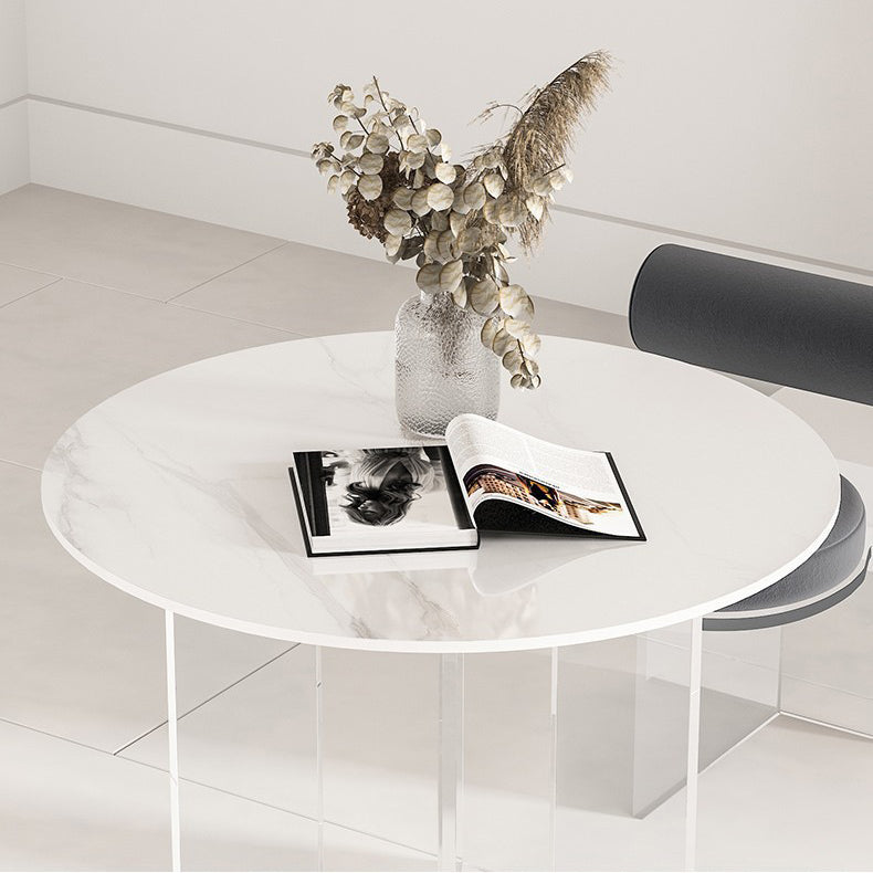 Modern 1/2/3/5 Pieces Dining Set Round Stone Dining Table for Cafe