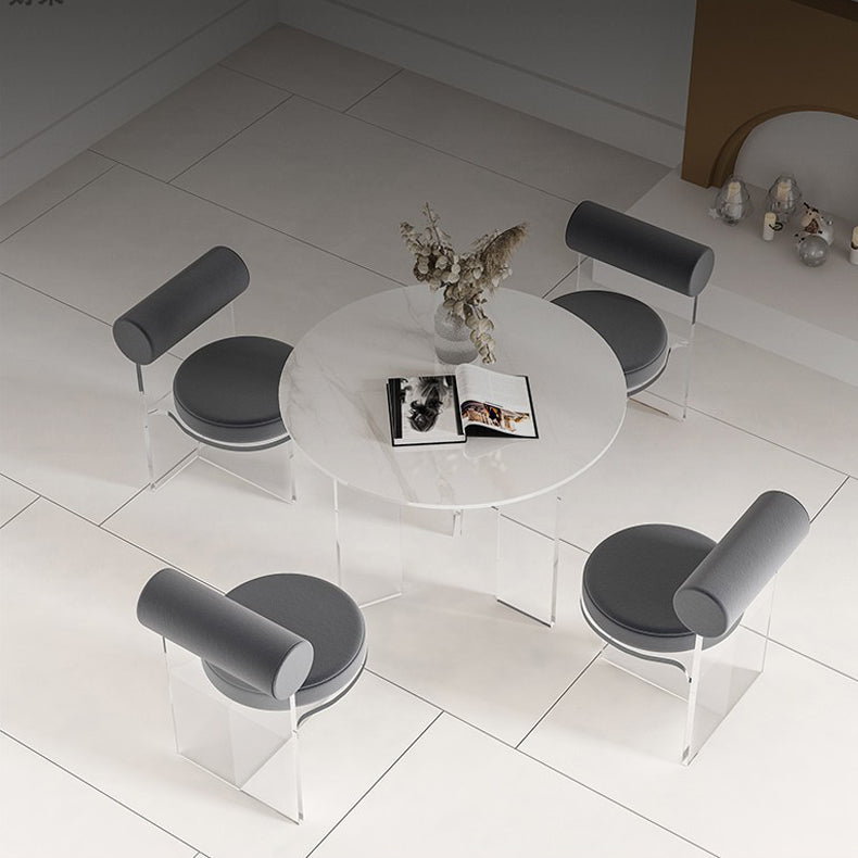 Modern 1/2/3/5 Pieces Dining Set Round Stone Dining Table for Cafe