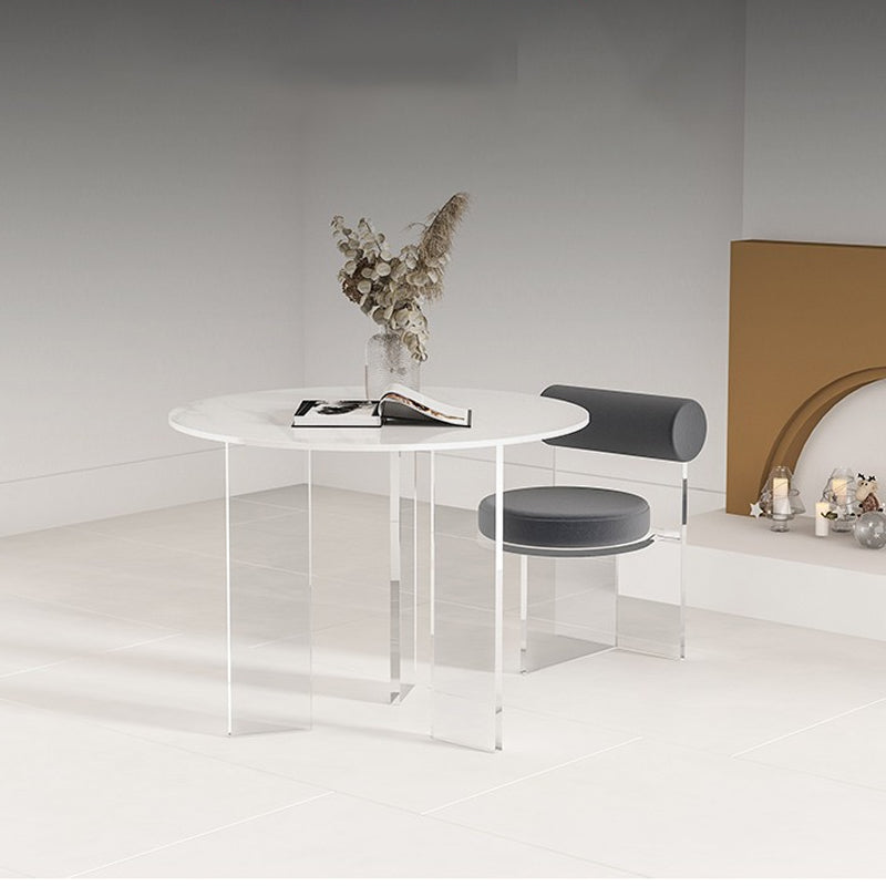 Modern 1/2/3/5 Pieces Dining Set Round Stone Dining Table for Cafe